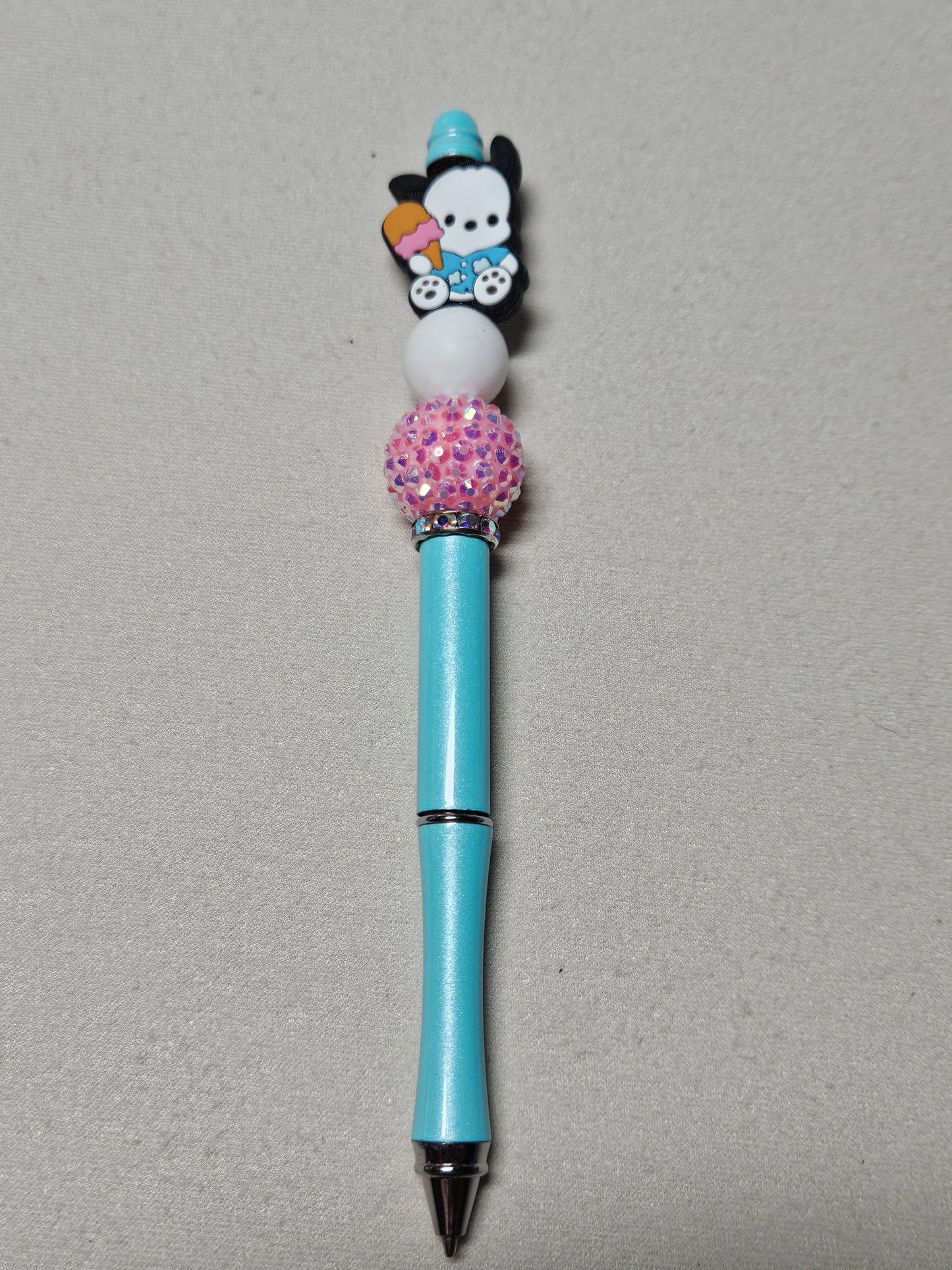 Beaded pochacco blue metal pen