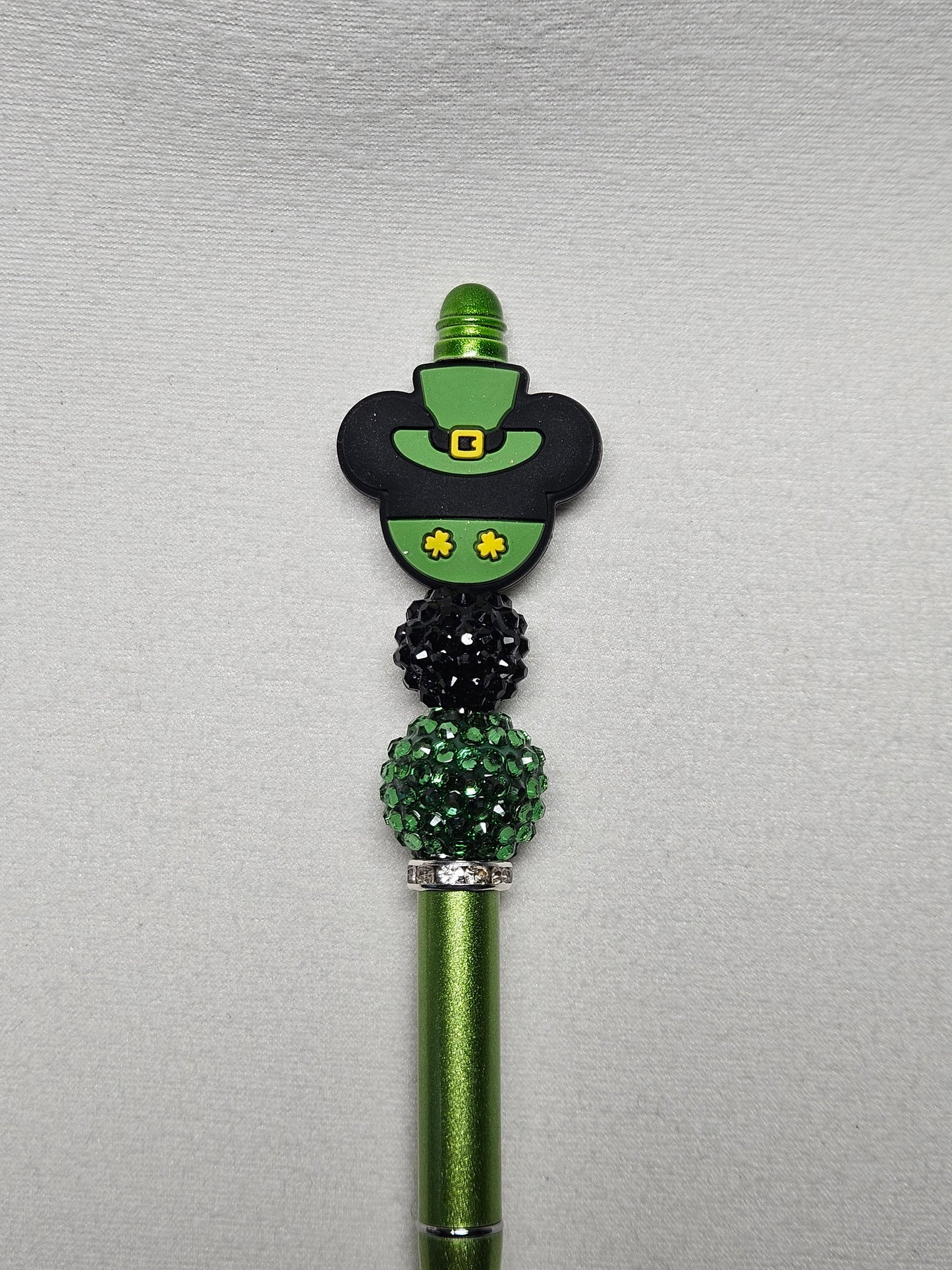 Beaded mickey st.patricks day metal pen