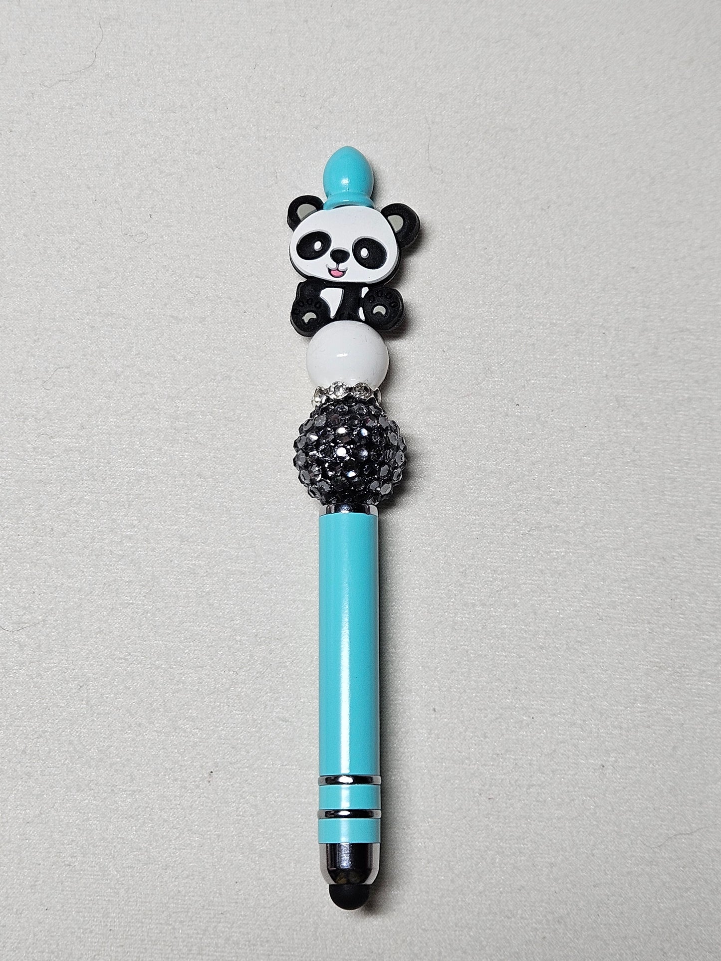 Beaded panda teal stylus metal pen