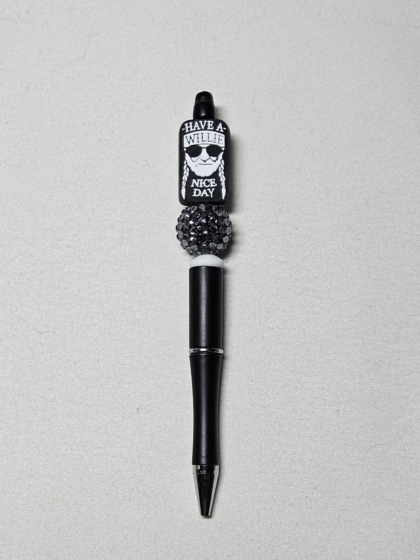 Beaded Willie nice day black plastic pen