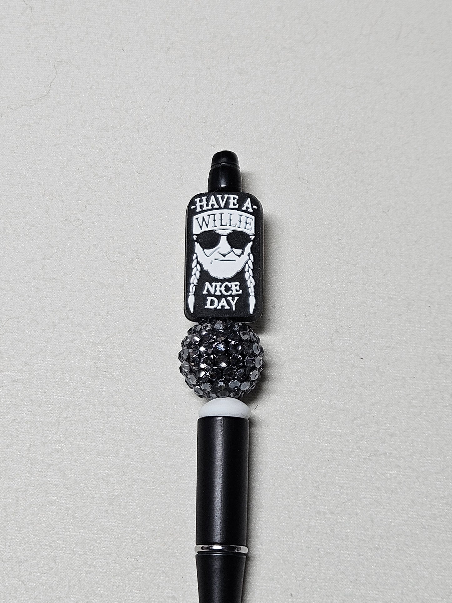 Beaded Willie nice day black plastic pen