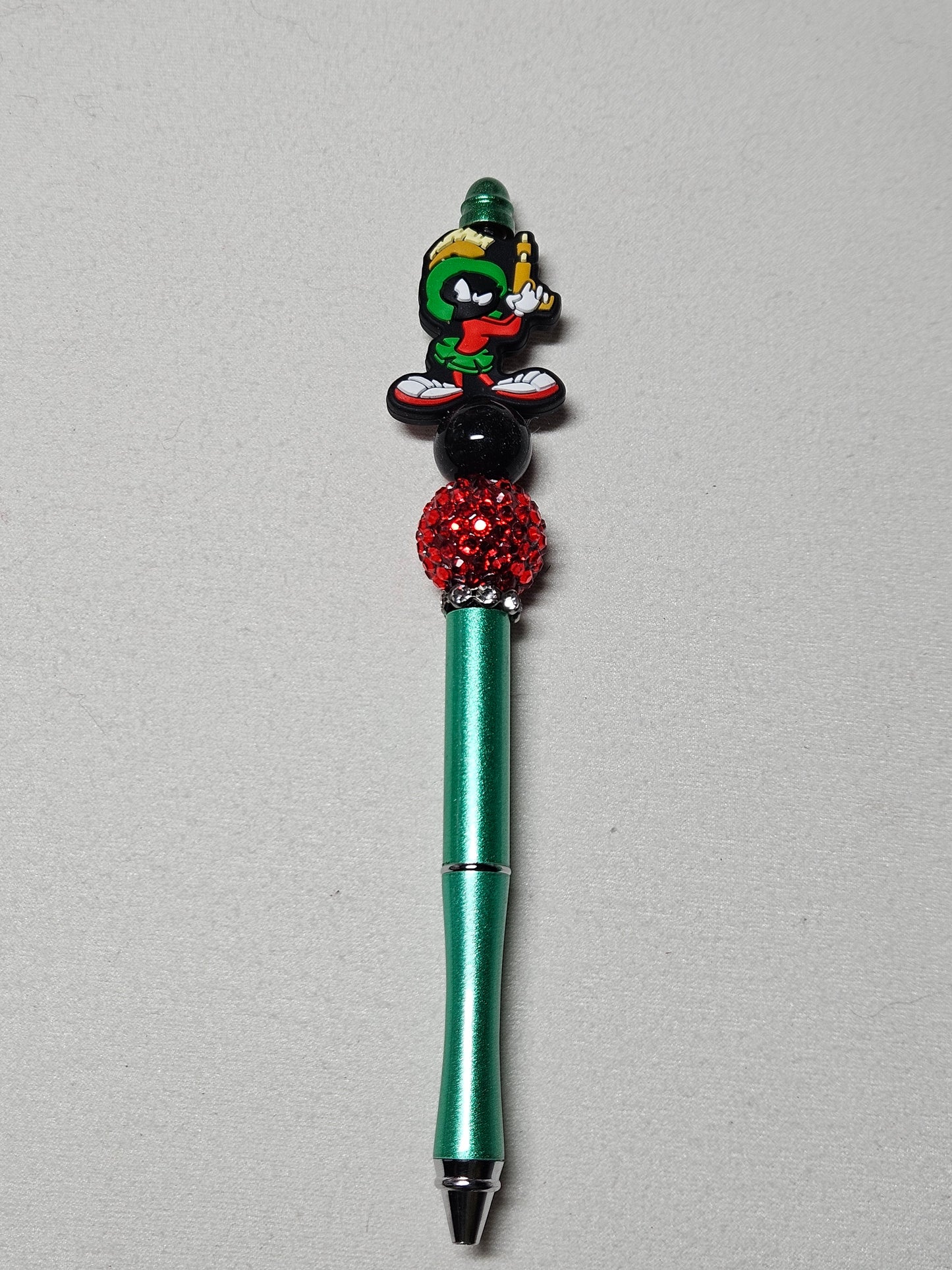 Beaded Marvin the Martian green metal pen