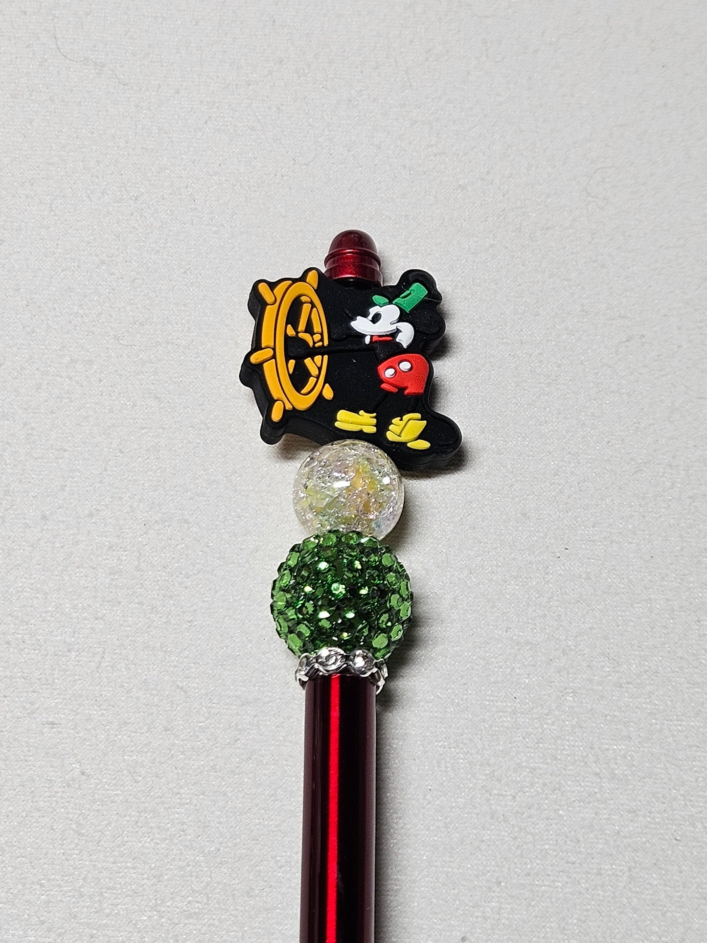 Beaded mickey mouse red metal pen