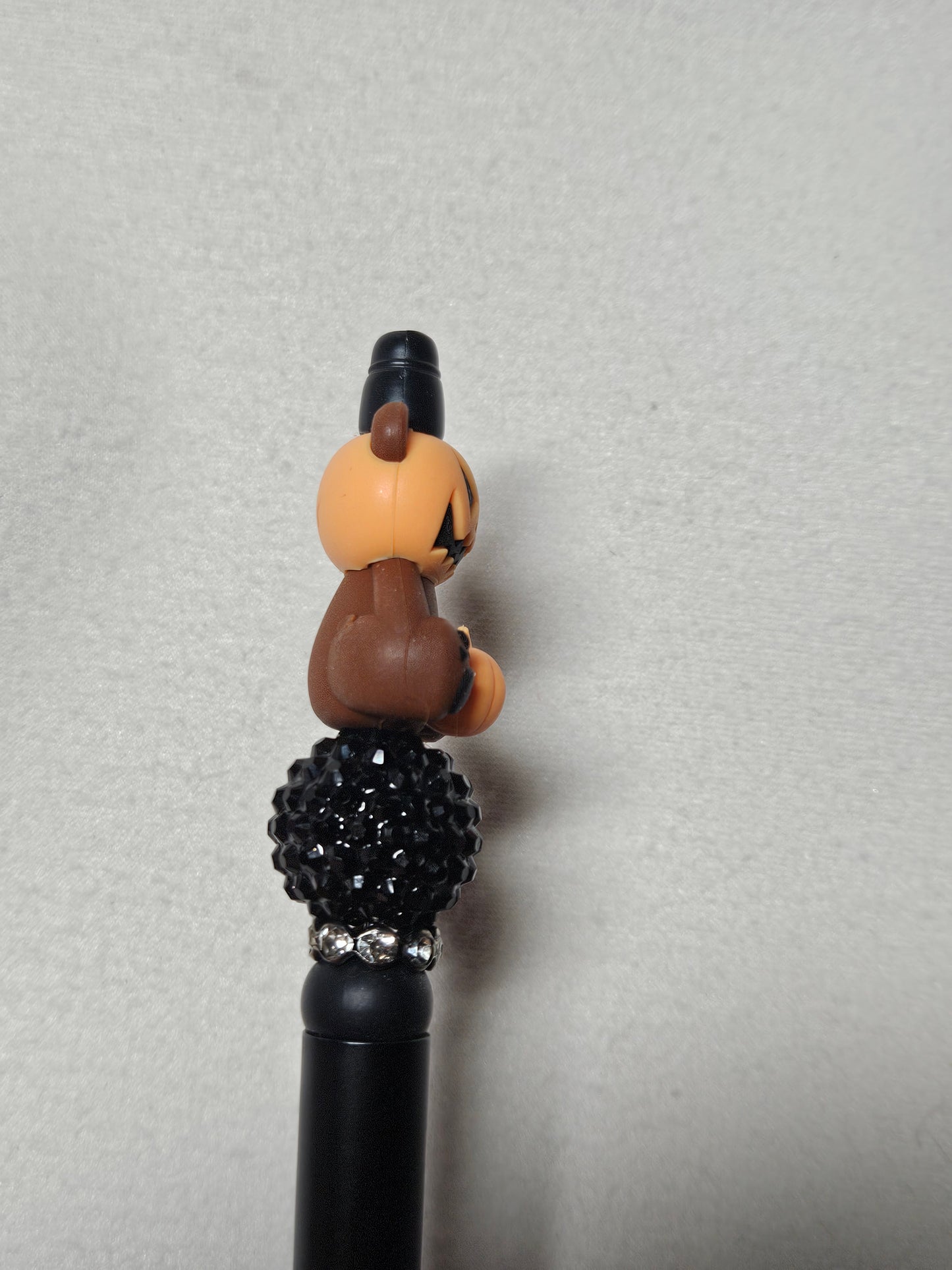 Beaded 3D pumpkin bear black plastic pen