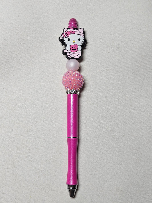 Beaded mummy hello kitty pink metal pen