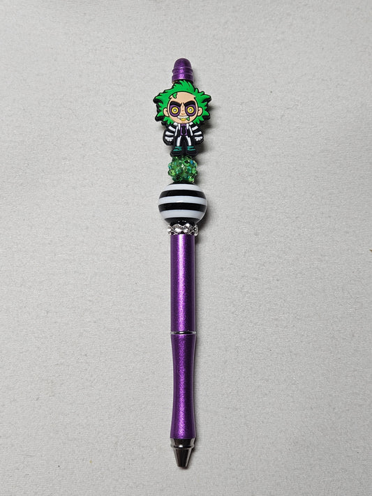 Beaded beetle juice purple metal pen