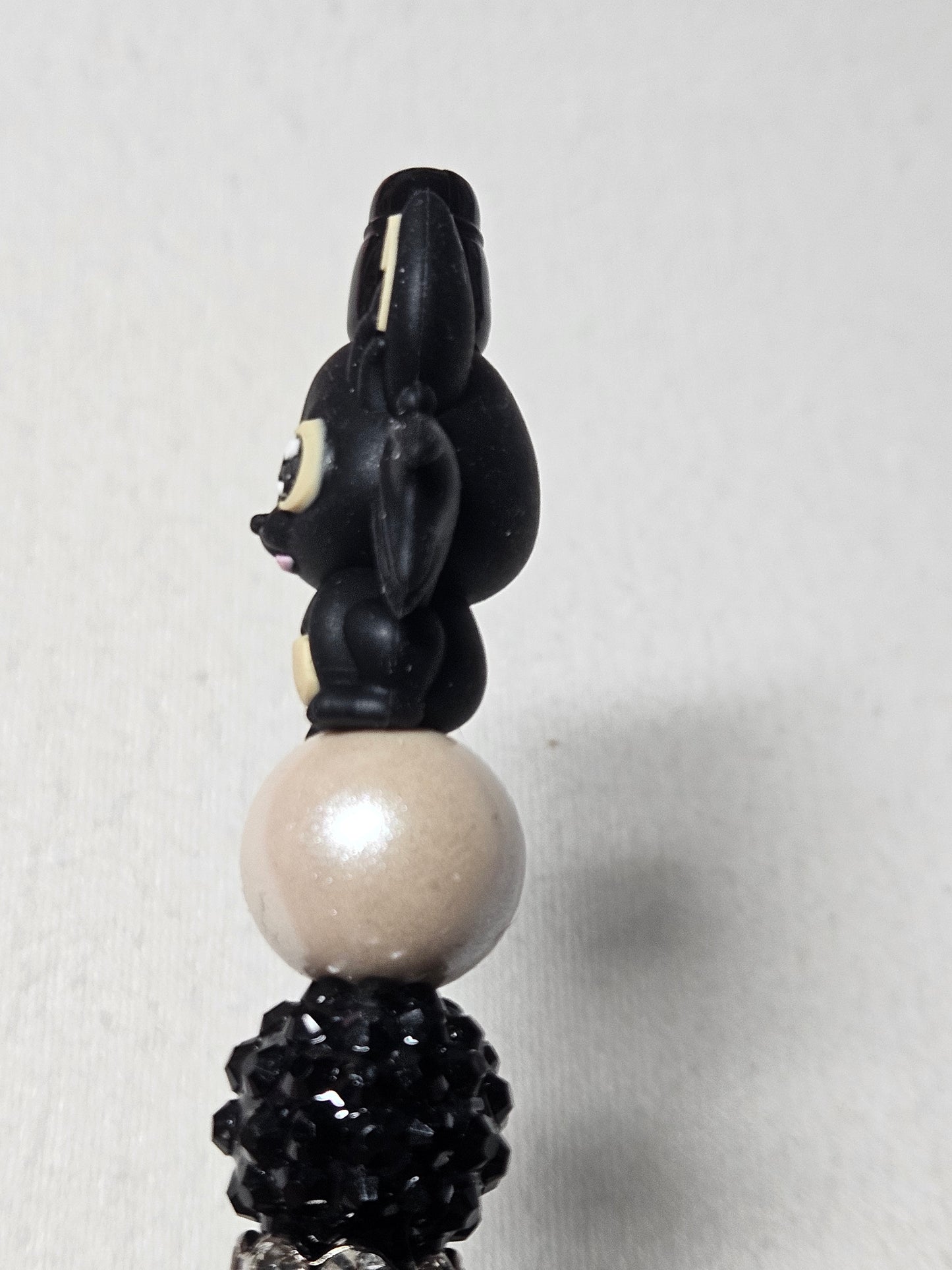 Beaded 3D black bat plastic pen