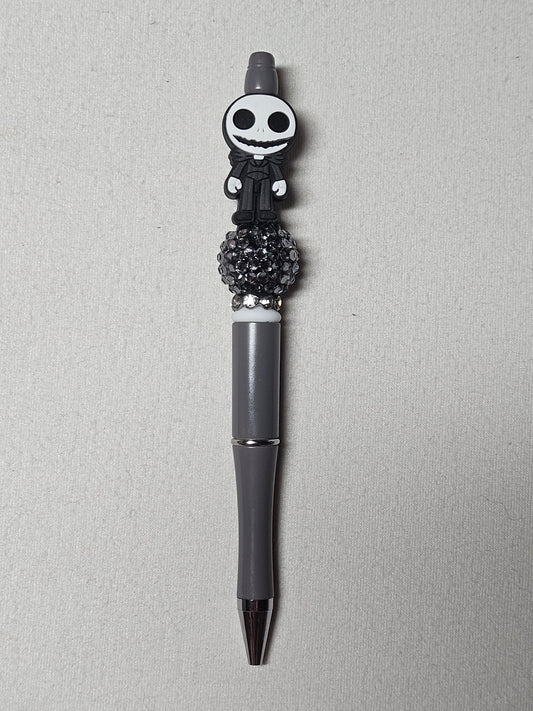 Beaded jack gray plastic pen