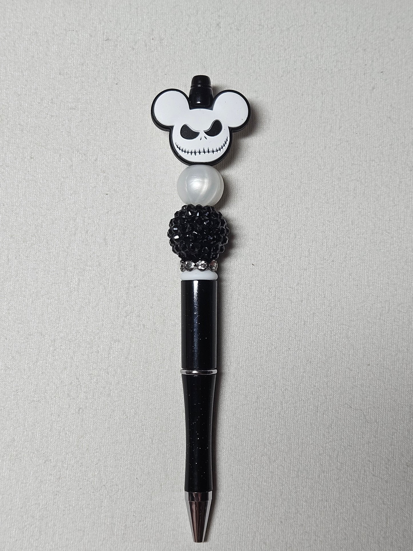 Beaded mickey jack black plastic pen