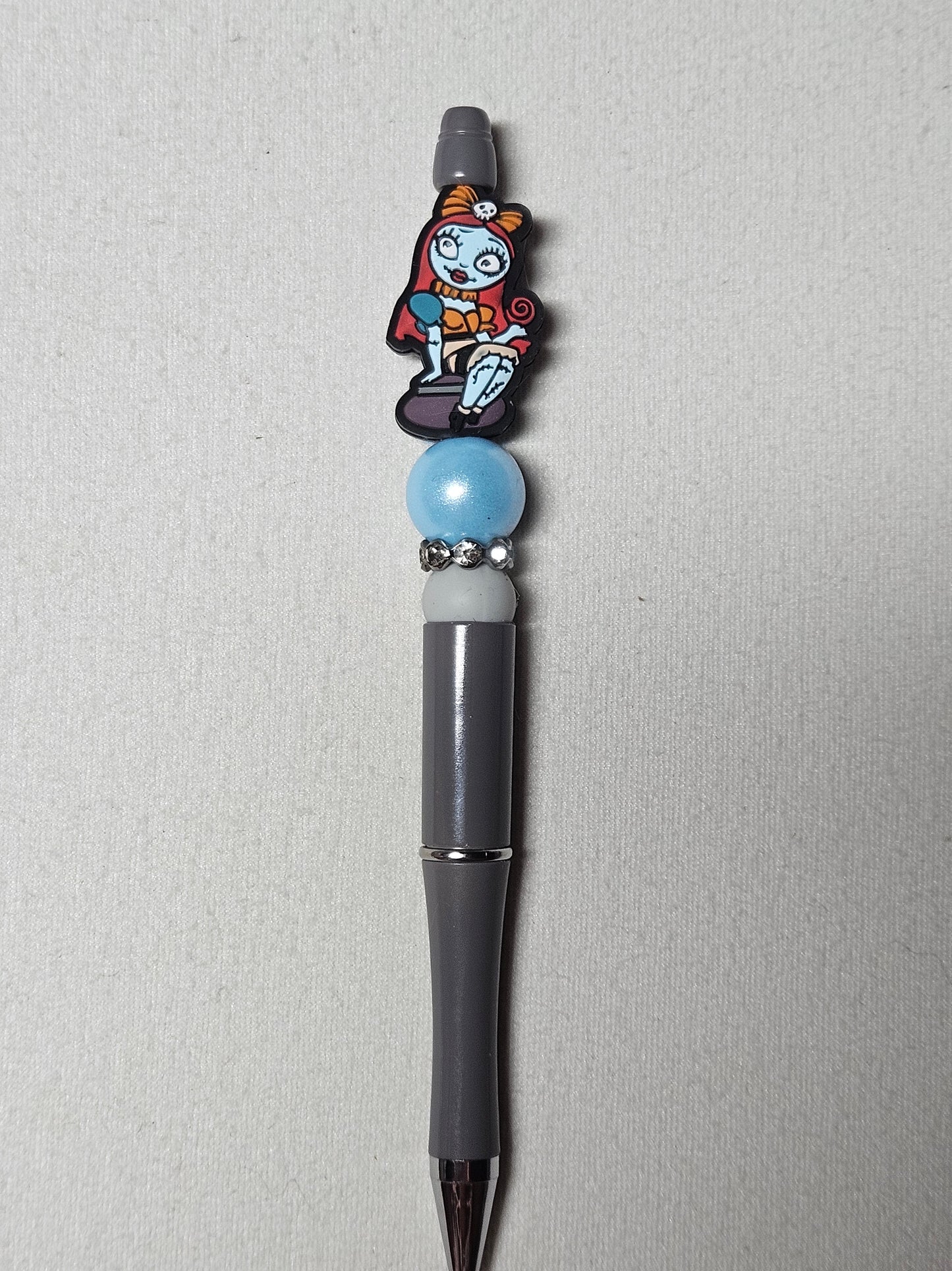 Beaded sally gray plastic pen