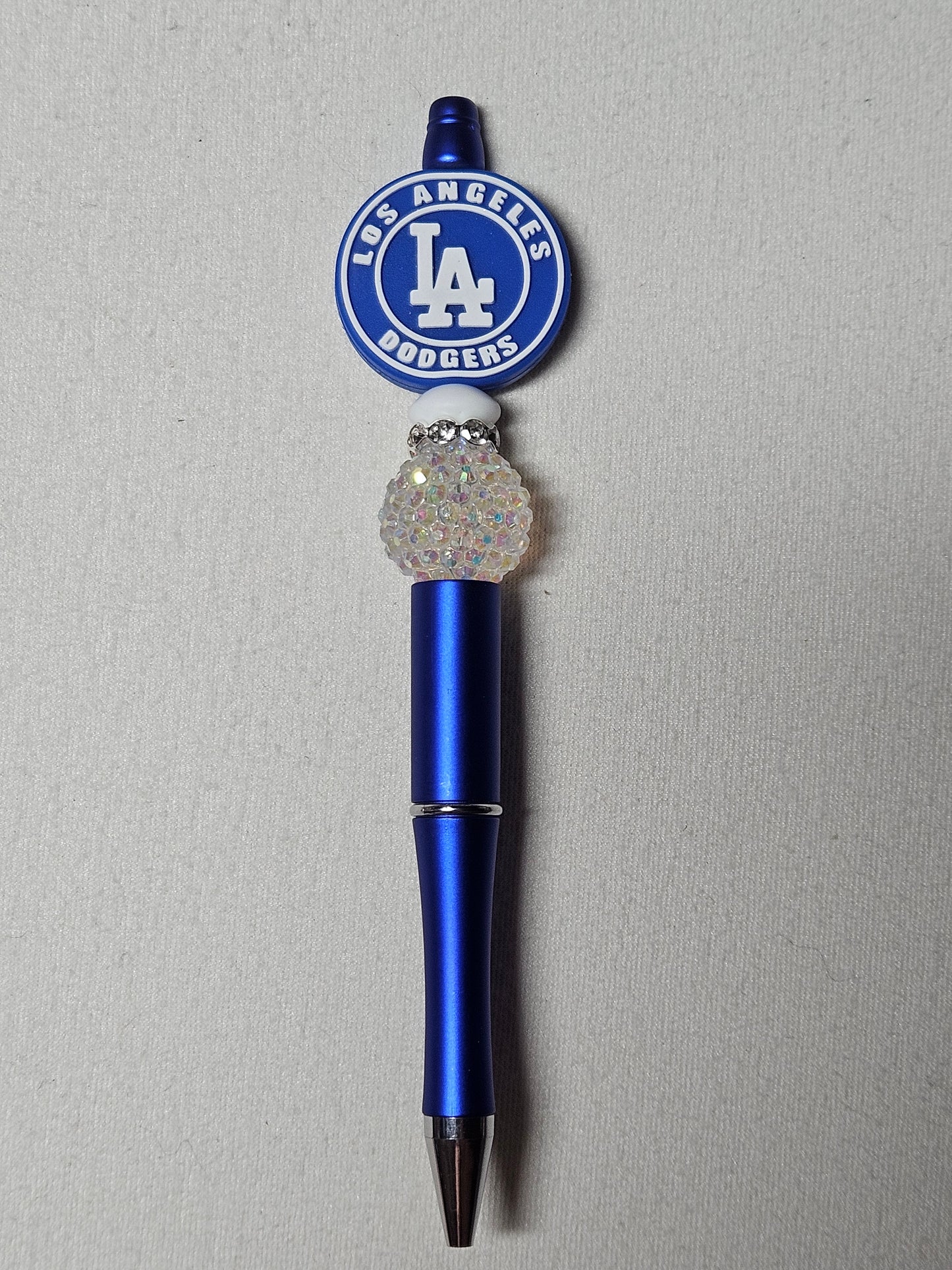 Beaded LA baseball blue plastic pen