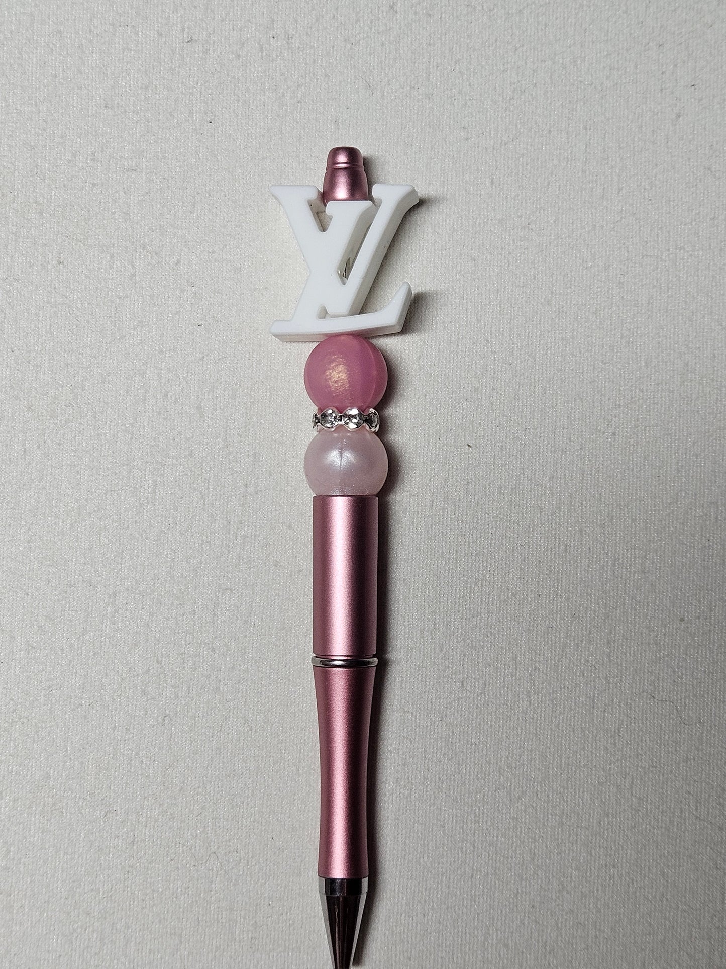 Beaded LoV rose gold plastic pen