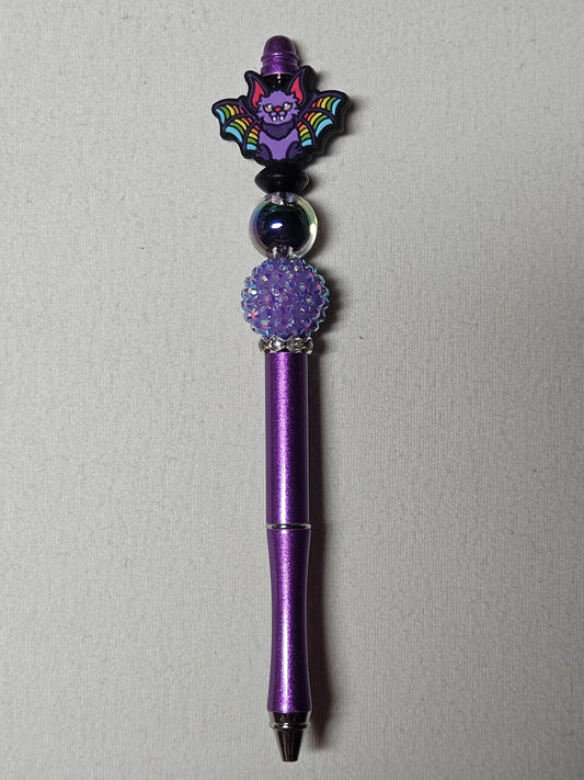 Beaded colorful LF bat purple metal pen