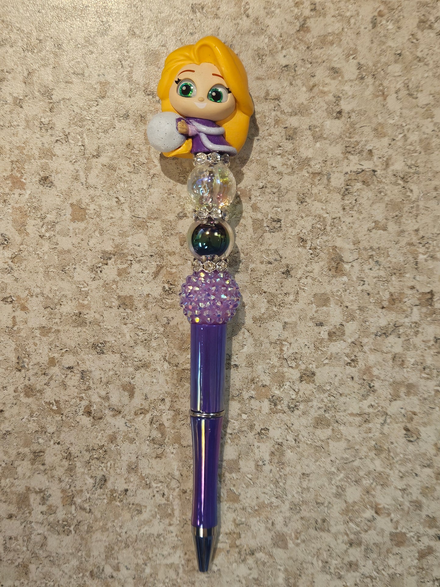 Beaded tangled purple opal plastic pen