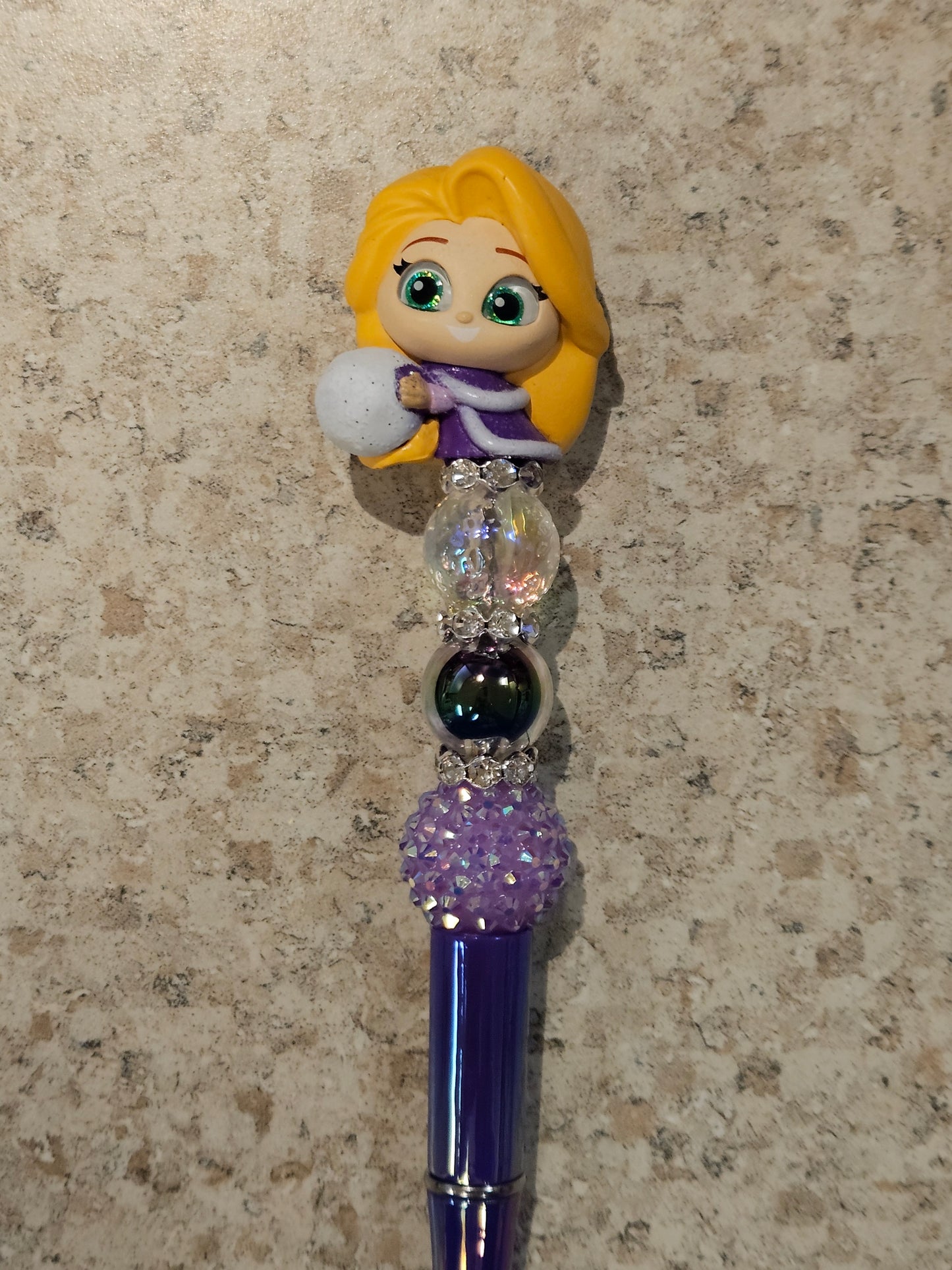 Beaded tangled purple opal plastic pen