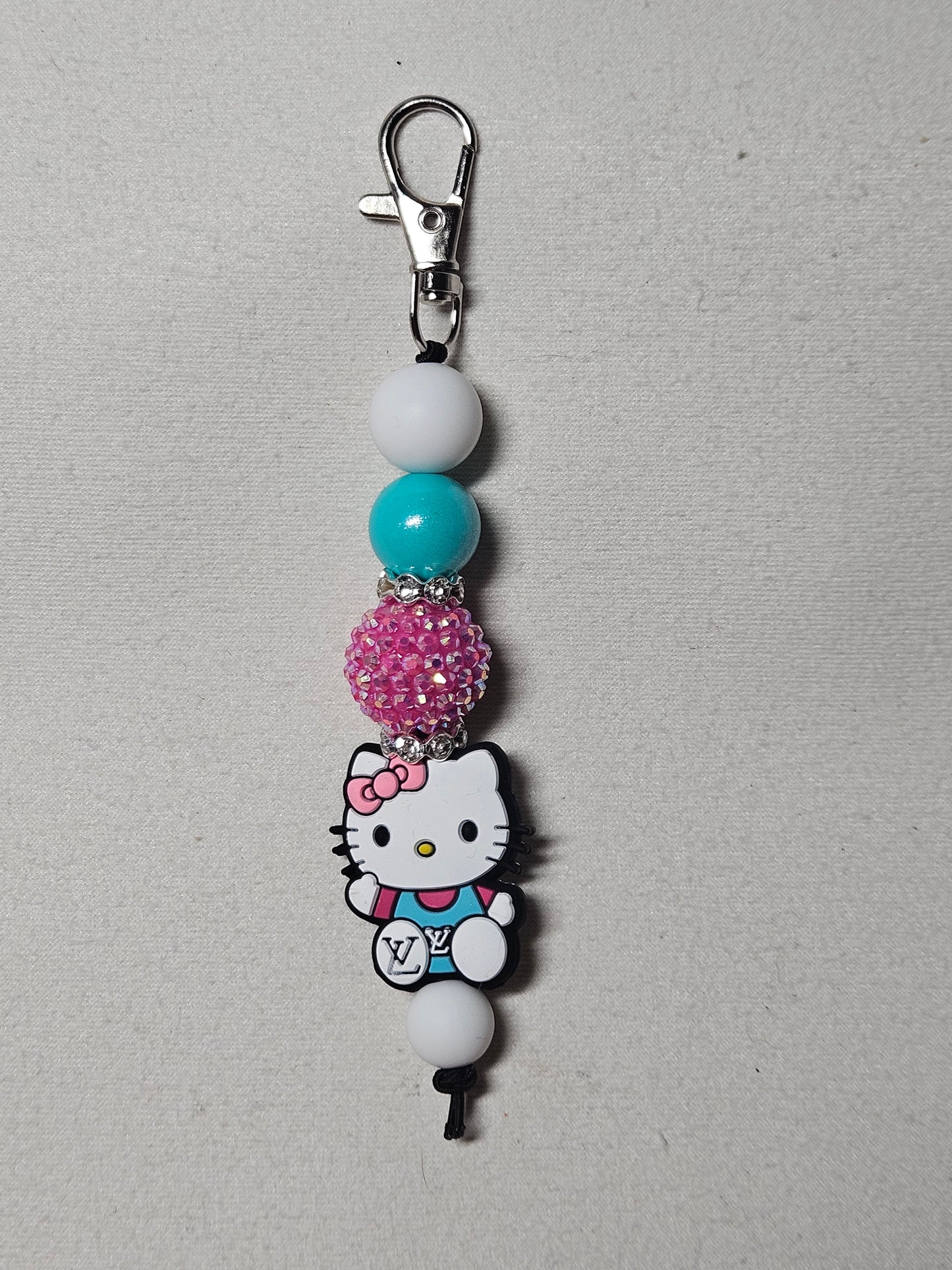 Beaded hello kitty keychain