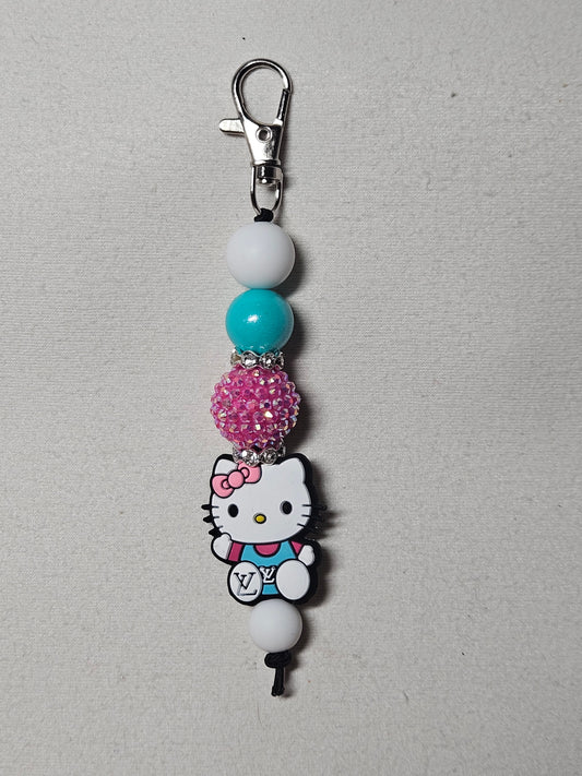 Beaded hello kitty keychain