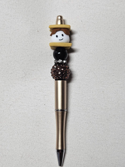 Beaded smores gold plastic pen