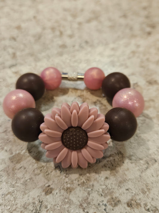 Tumbler pink flower cup charm