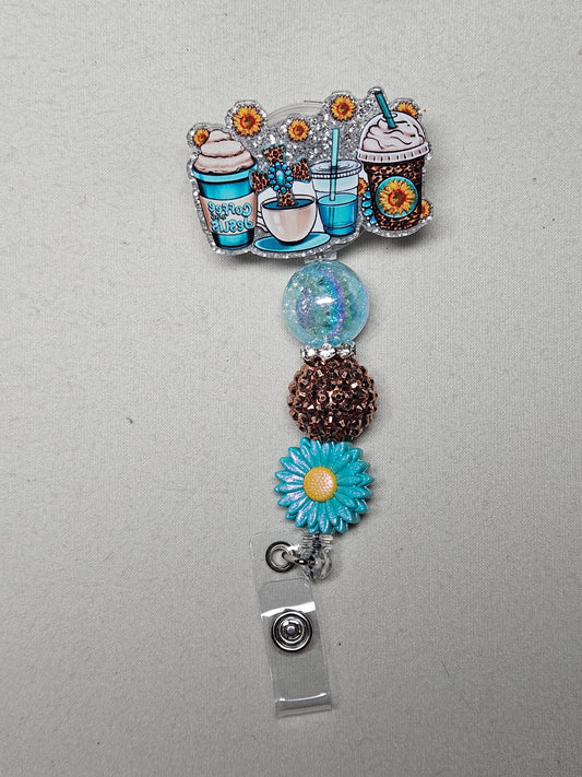 Sunflower coffee badge reel