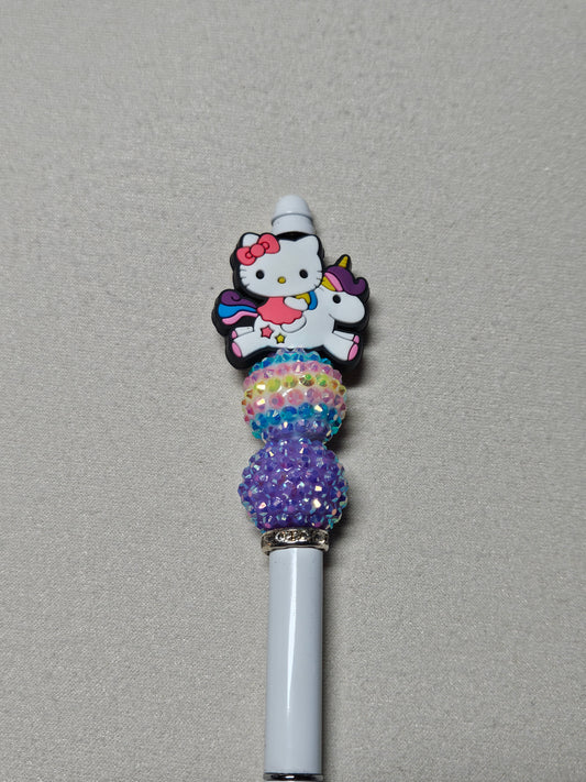 Beaded unicorn HK white metal pen