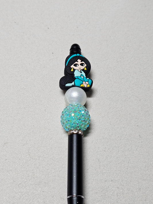 Beaded jasmine black metal pen