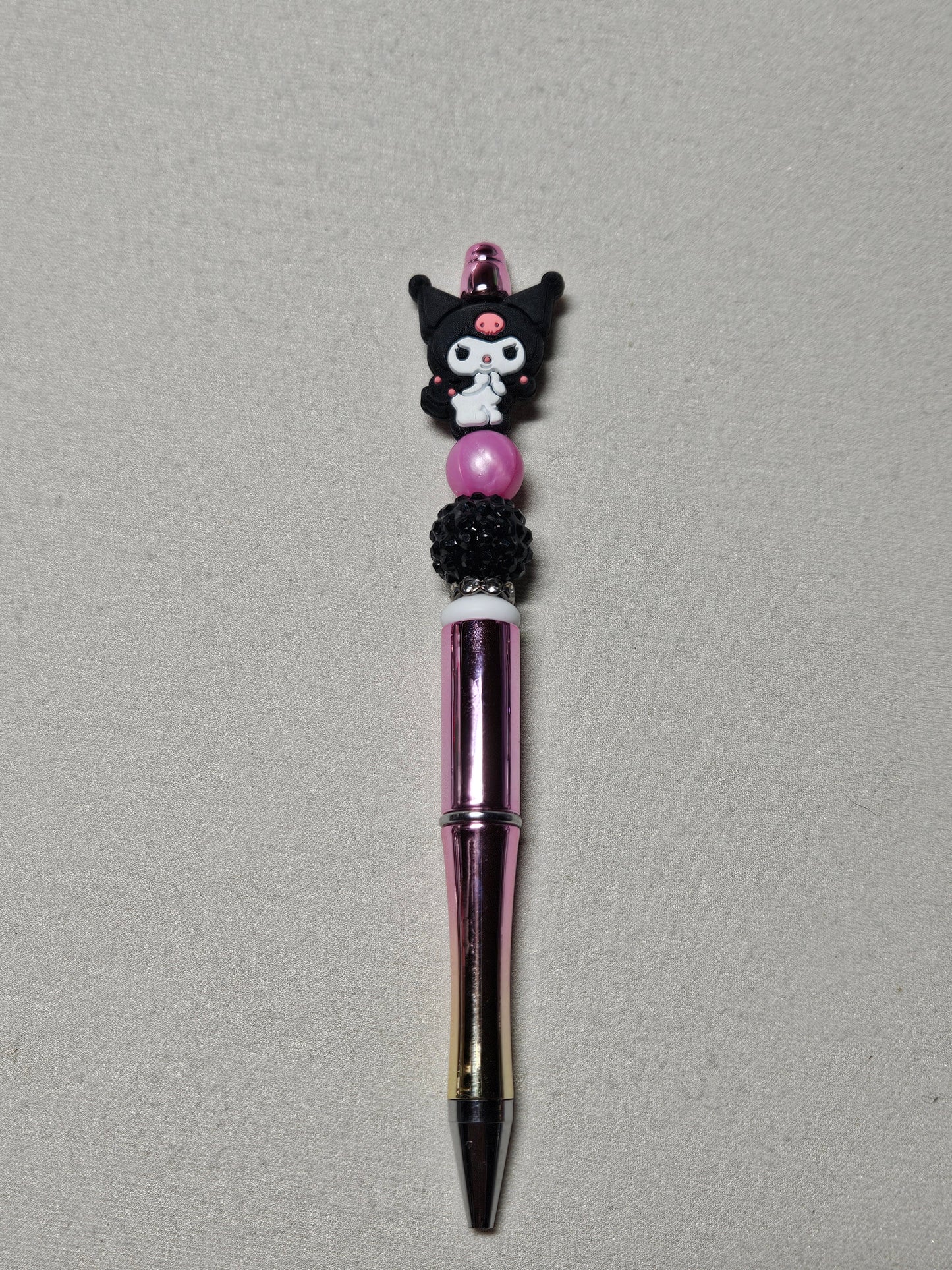 Beaded kuromi pink plastic pen