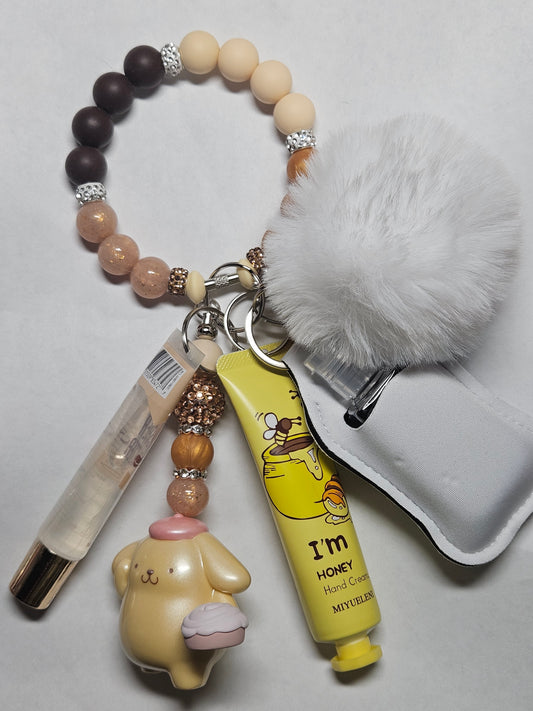 Beaded wristlet pompom