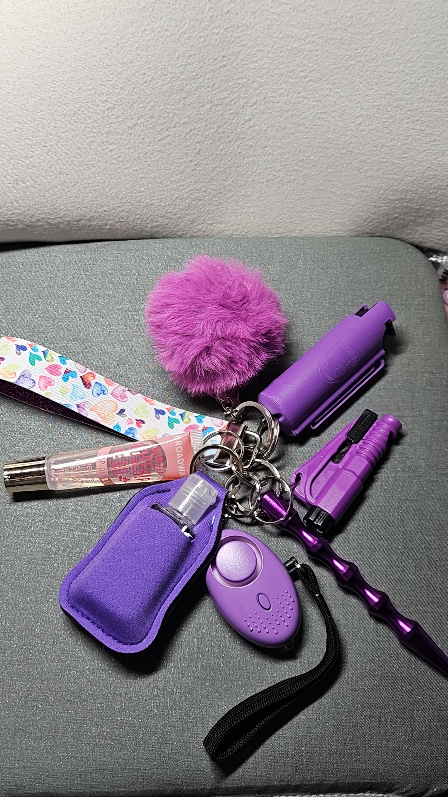 Purple hearts safety keychain