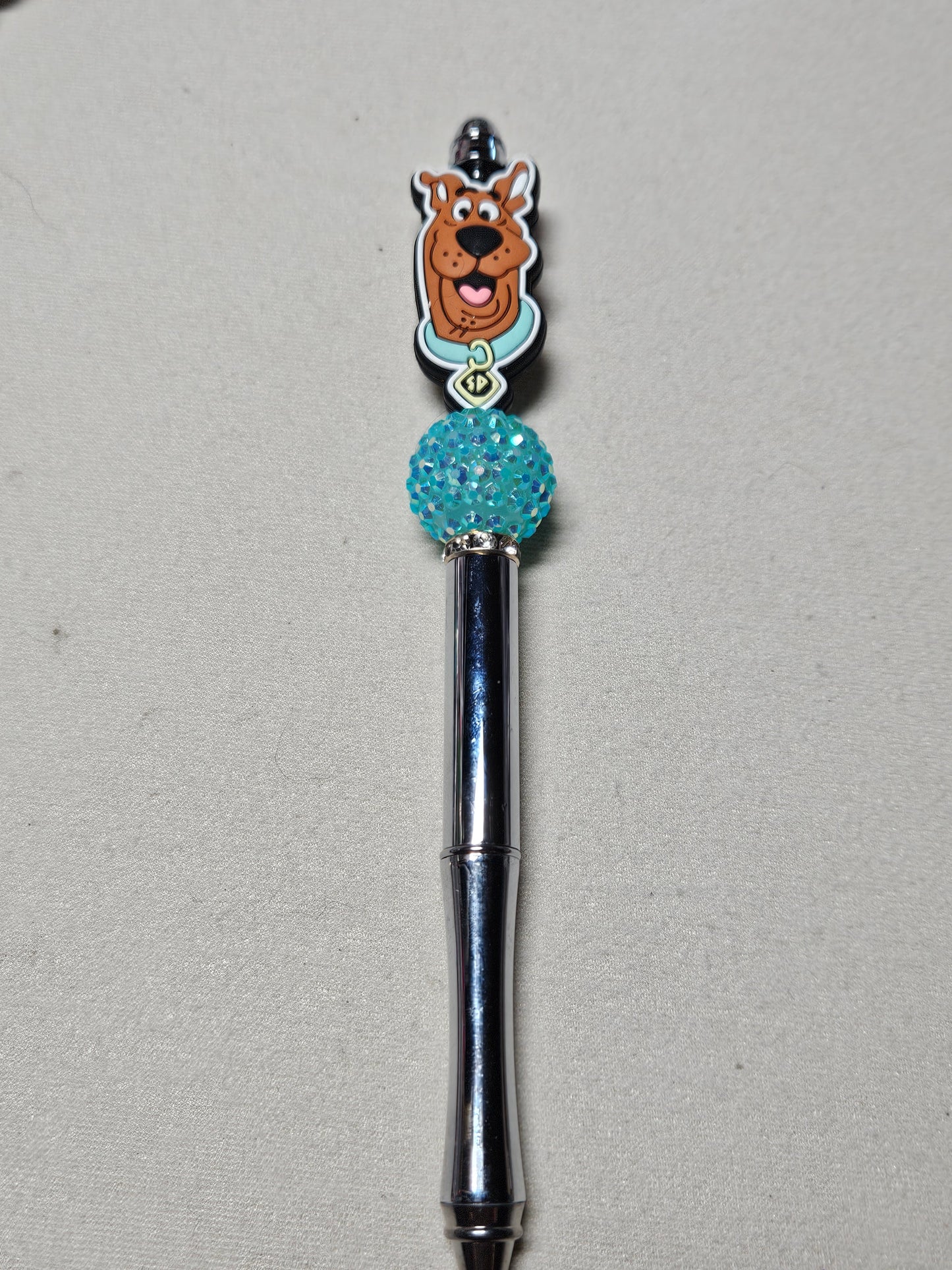 Beaded scooby doo silver metal pen