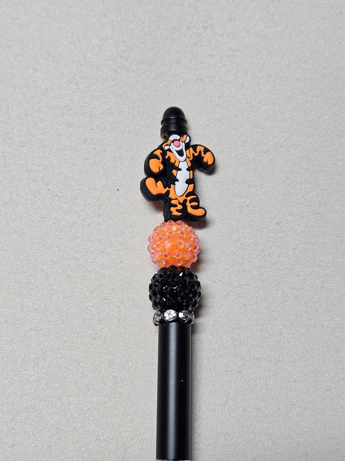 Beaded tigger black metal pen