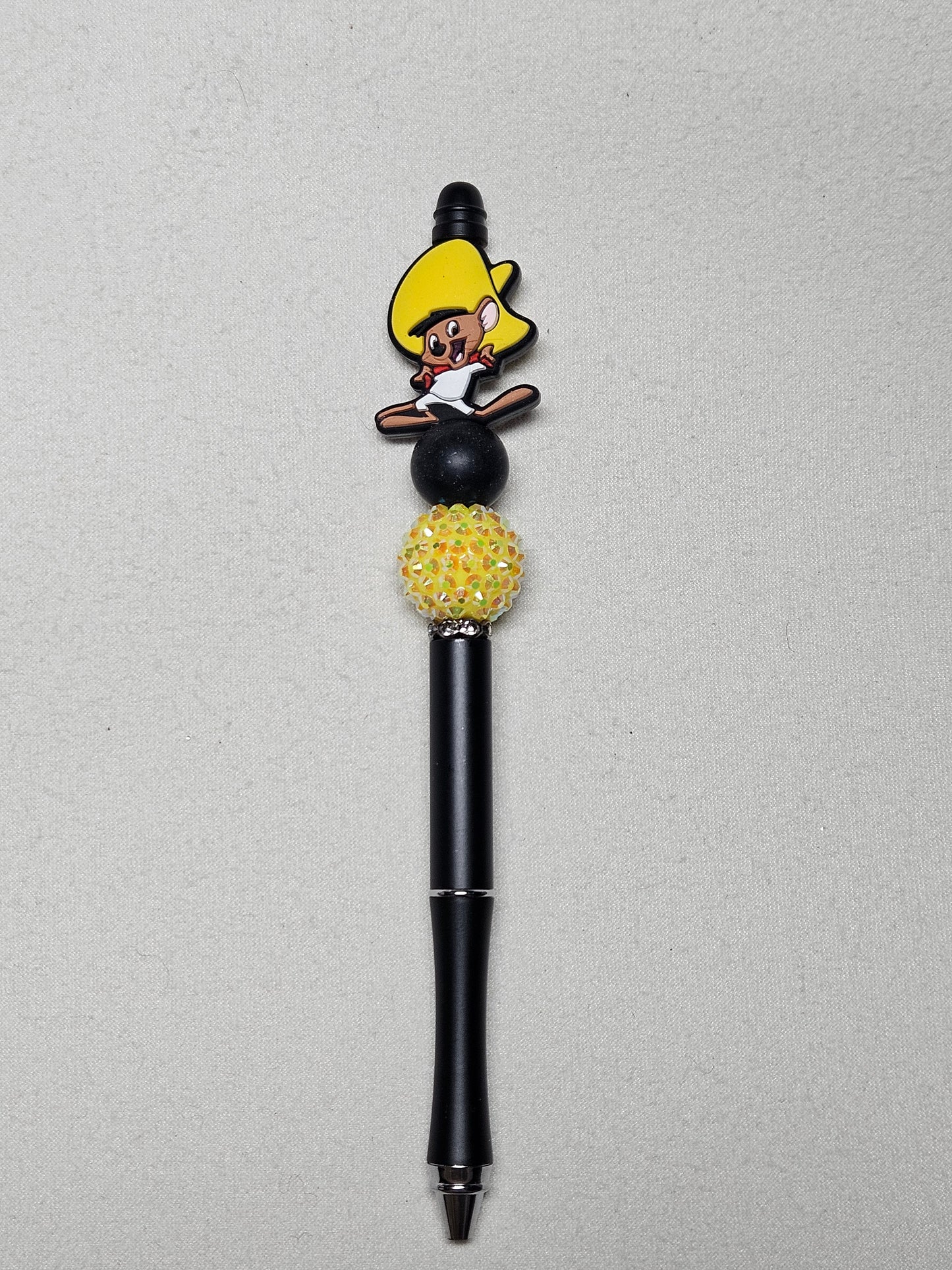 Beaded speedy Gonzales black metal pen