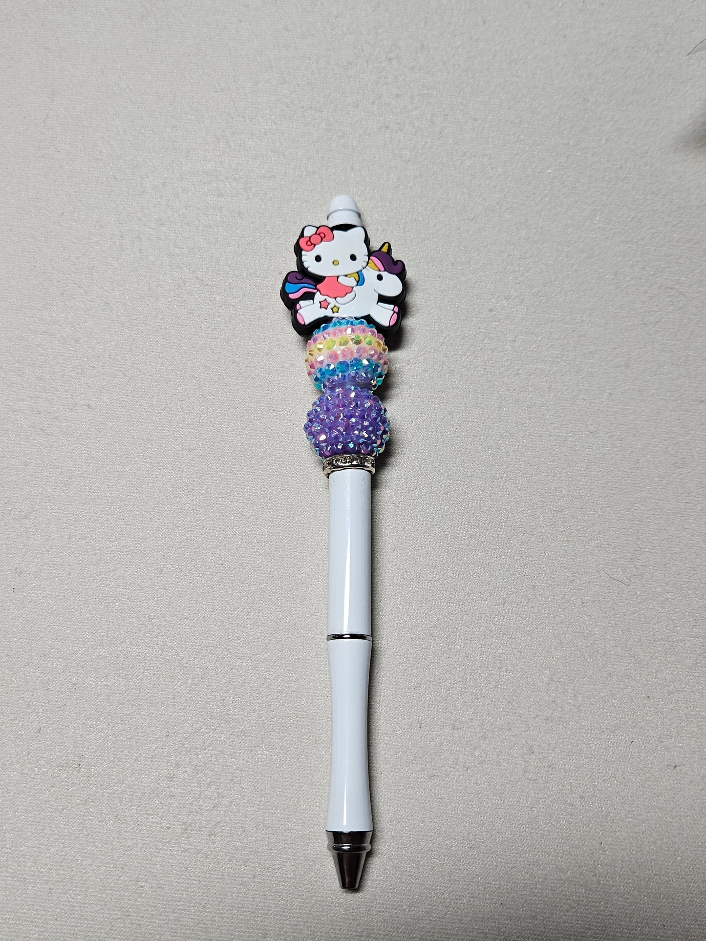 Beaded unicorn HK white metal pen