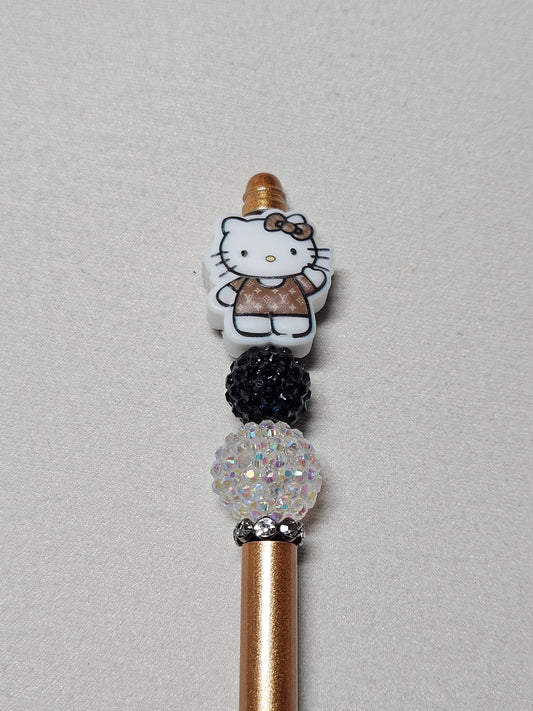 Beaded LV hello kitty gold metal pen