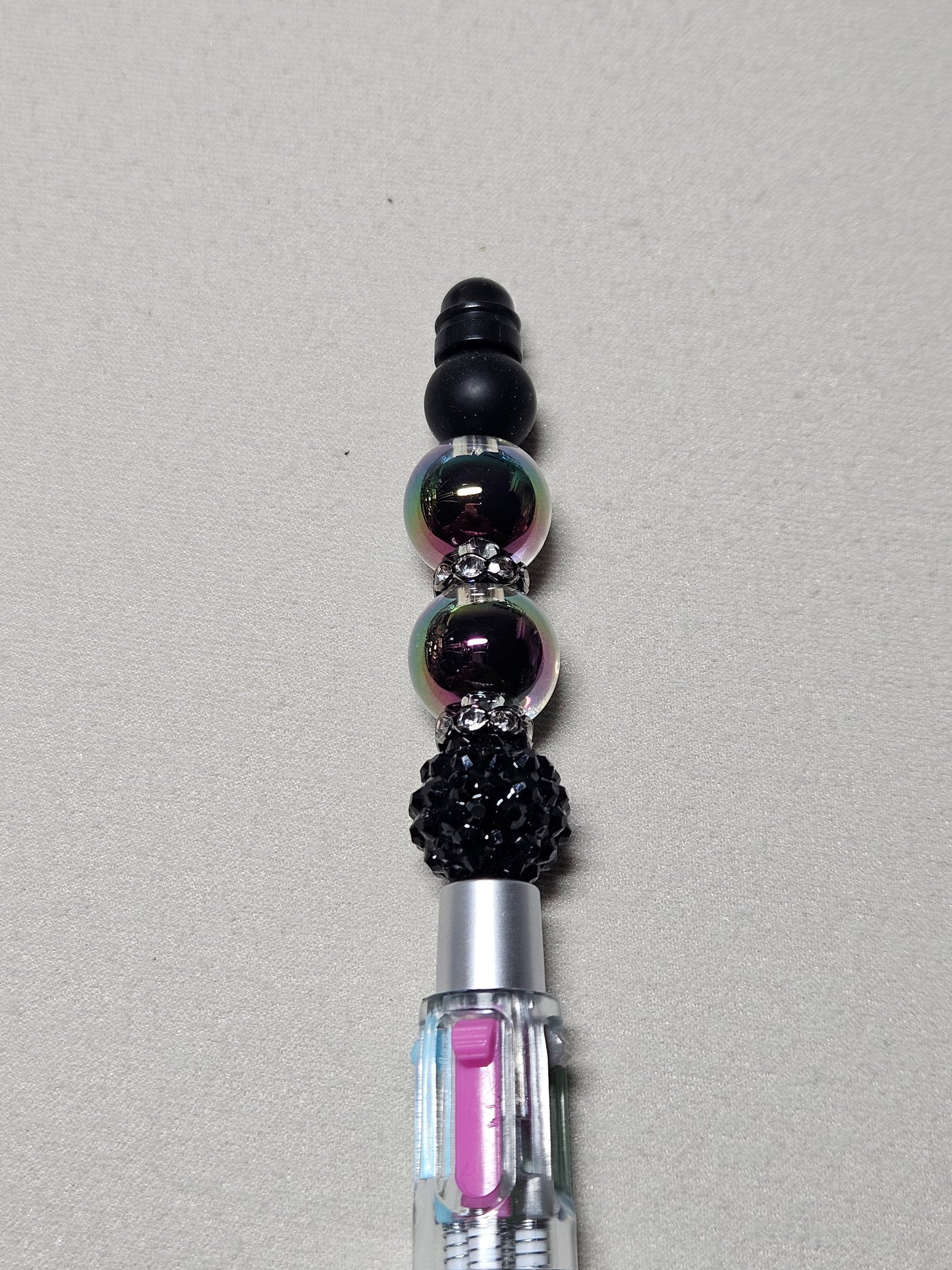 Beaded multi color black pen