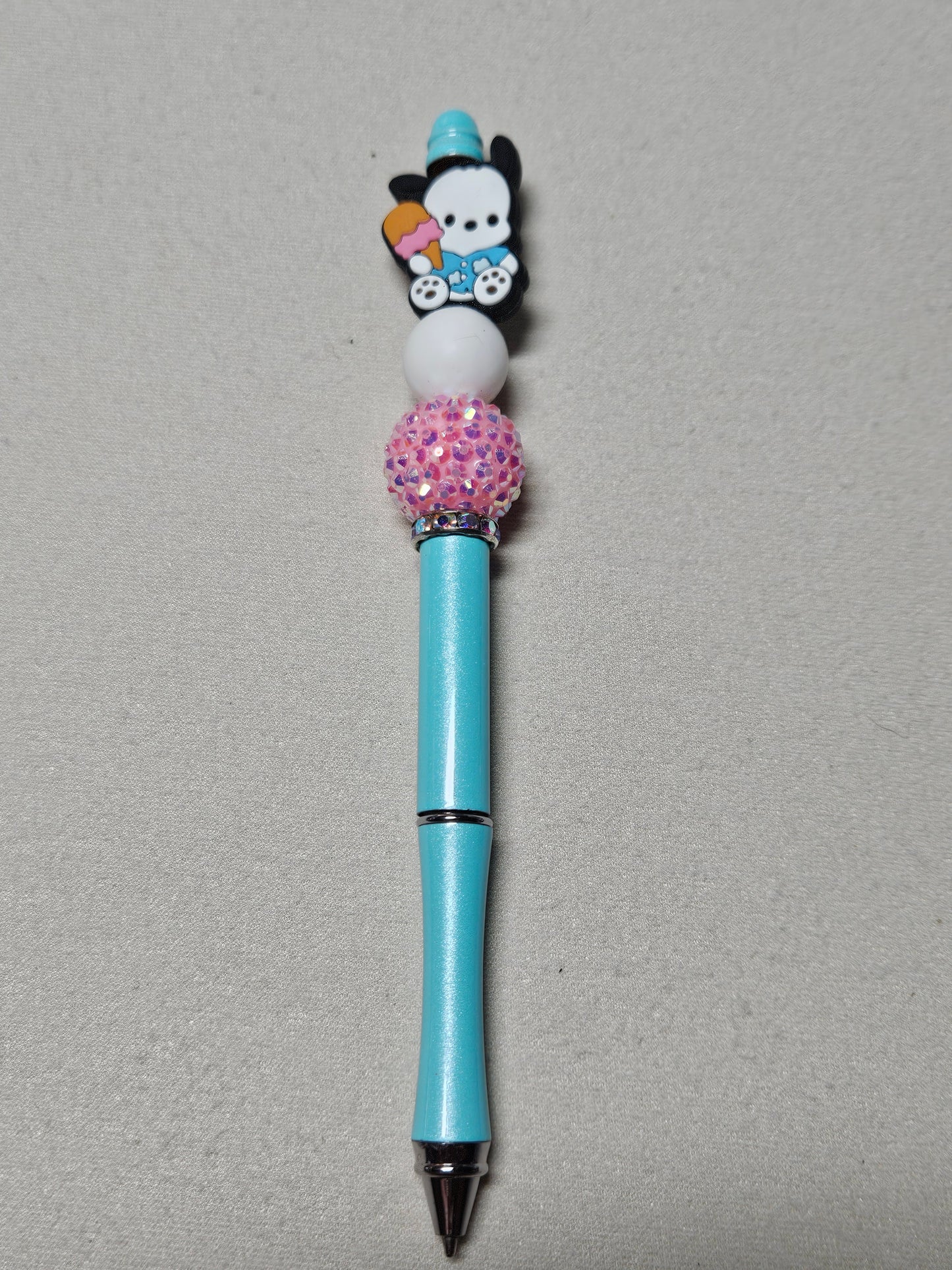 Beaded pochacco blue metal pen