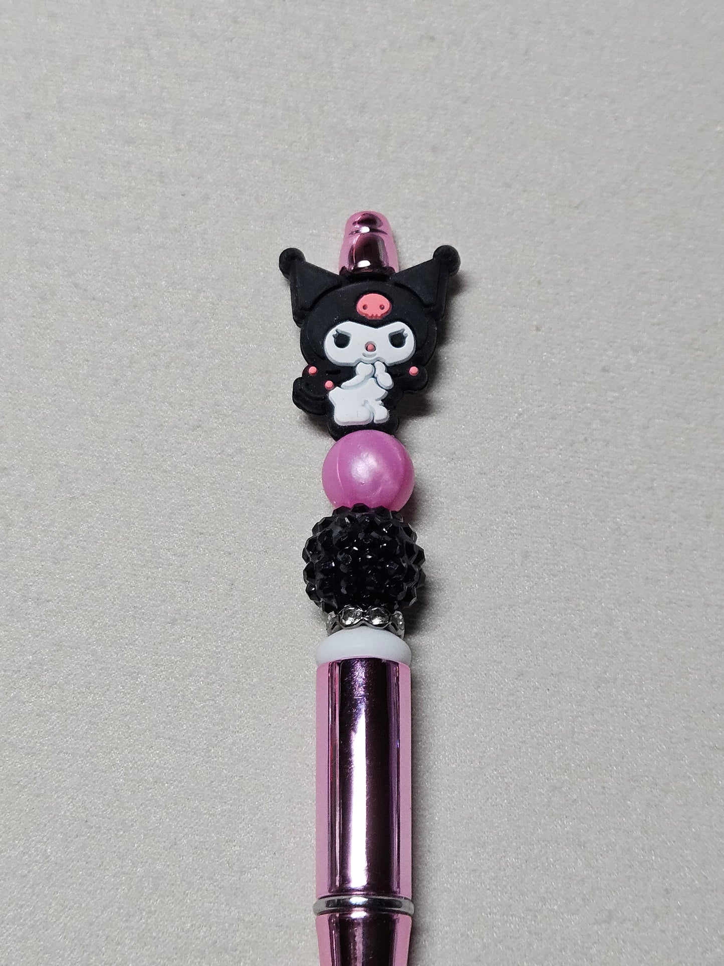 Beaded kuromi pink plastic pen