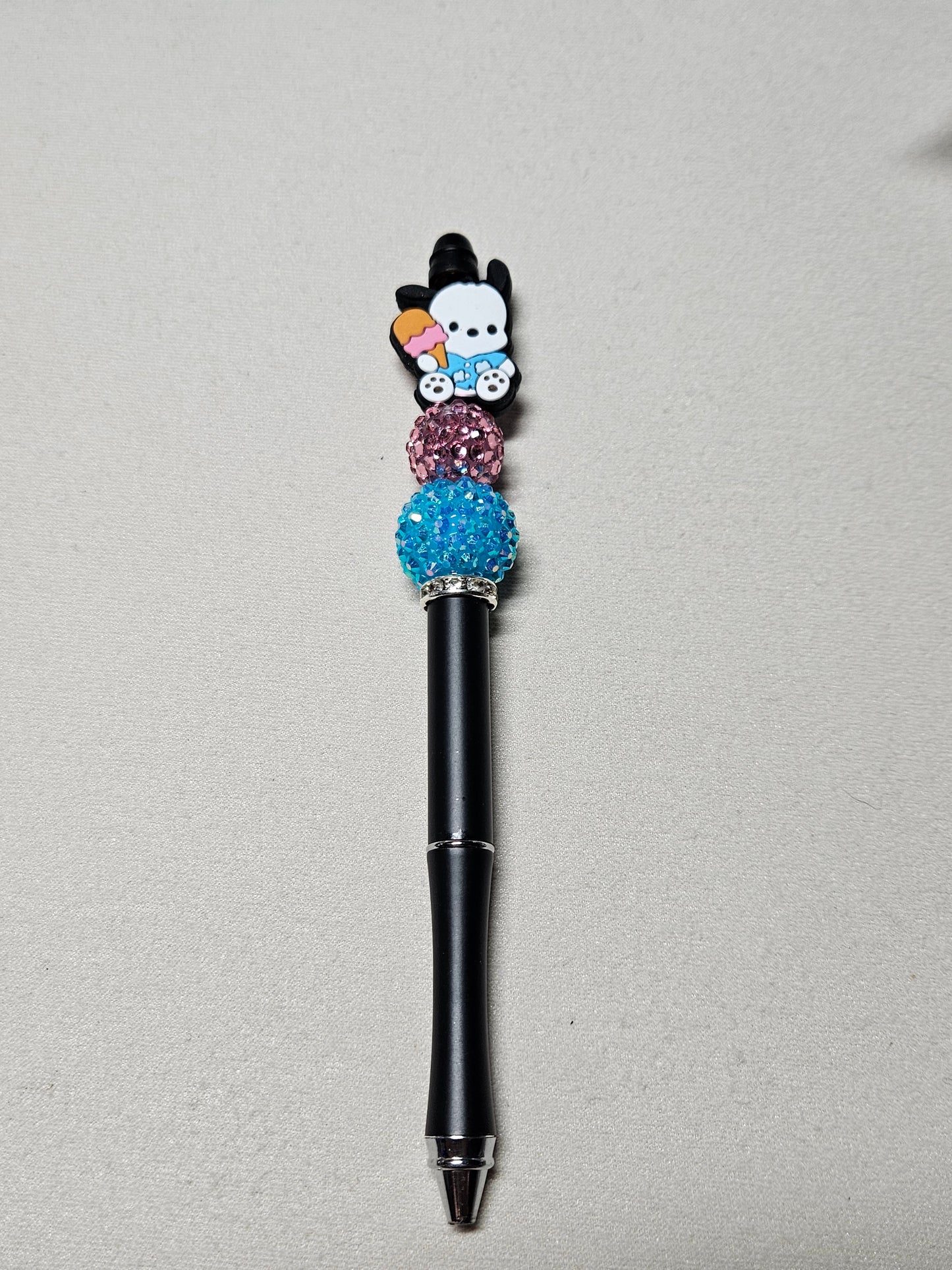 Beaded pochacco black metal pen