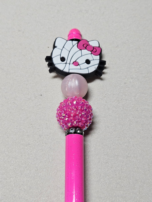 Beaded concha HK pink ombre metal pen