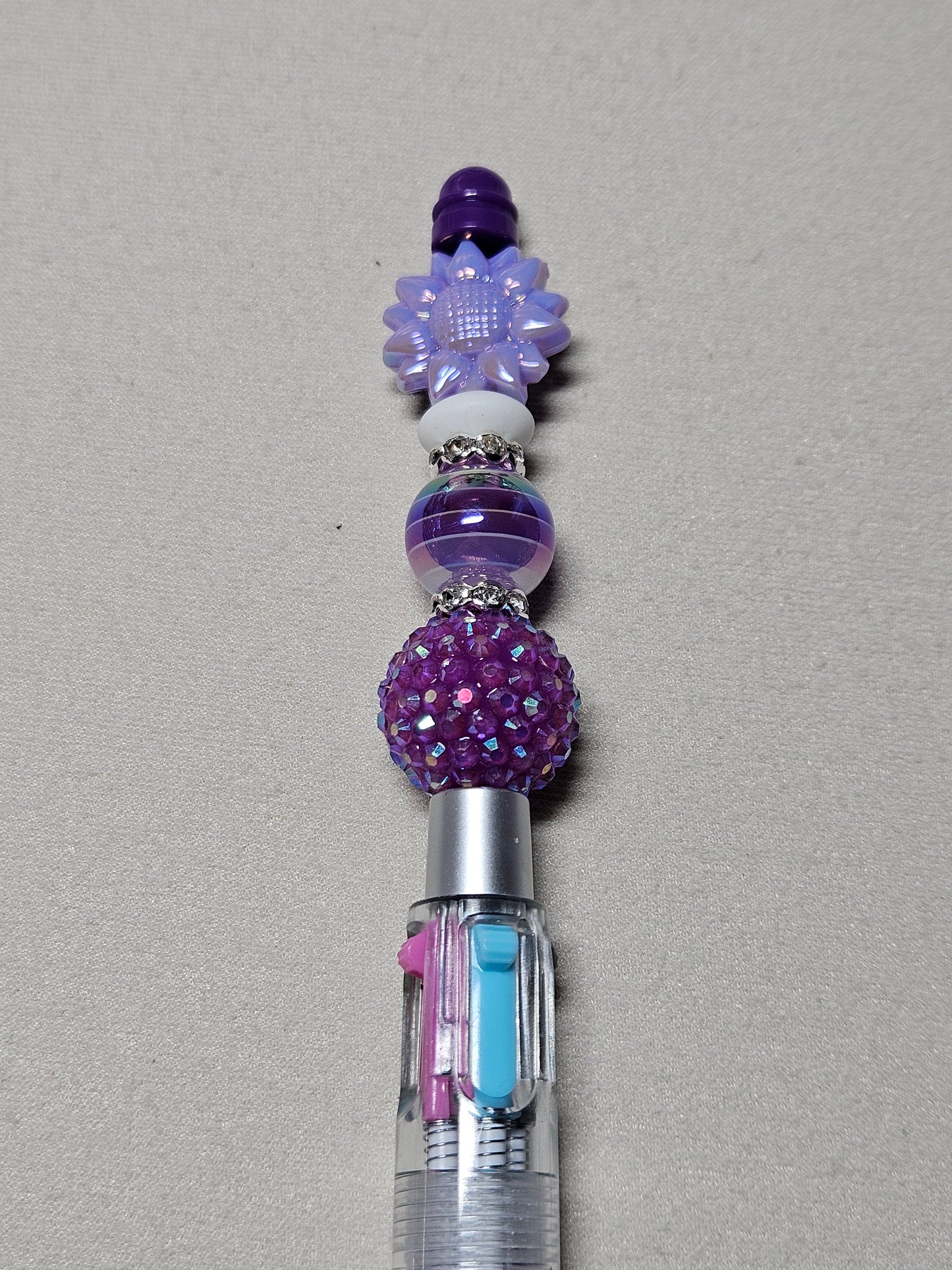 Beaded multi color purple pen