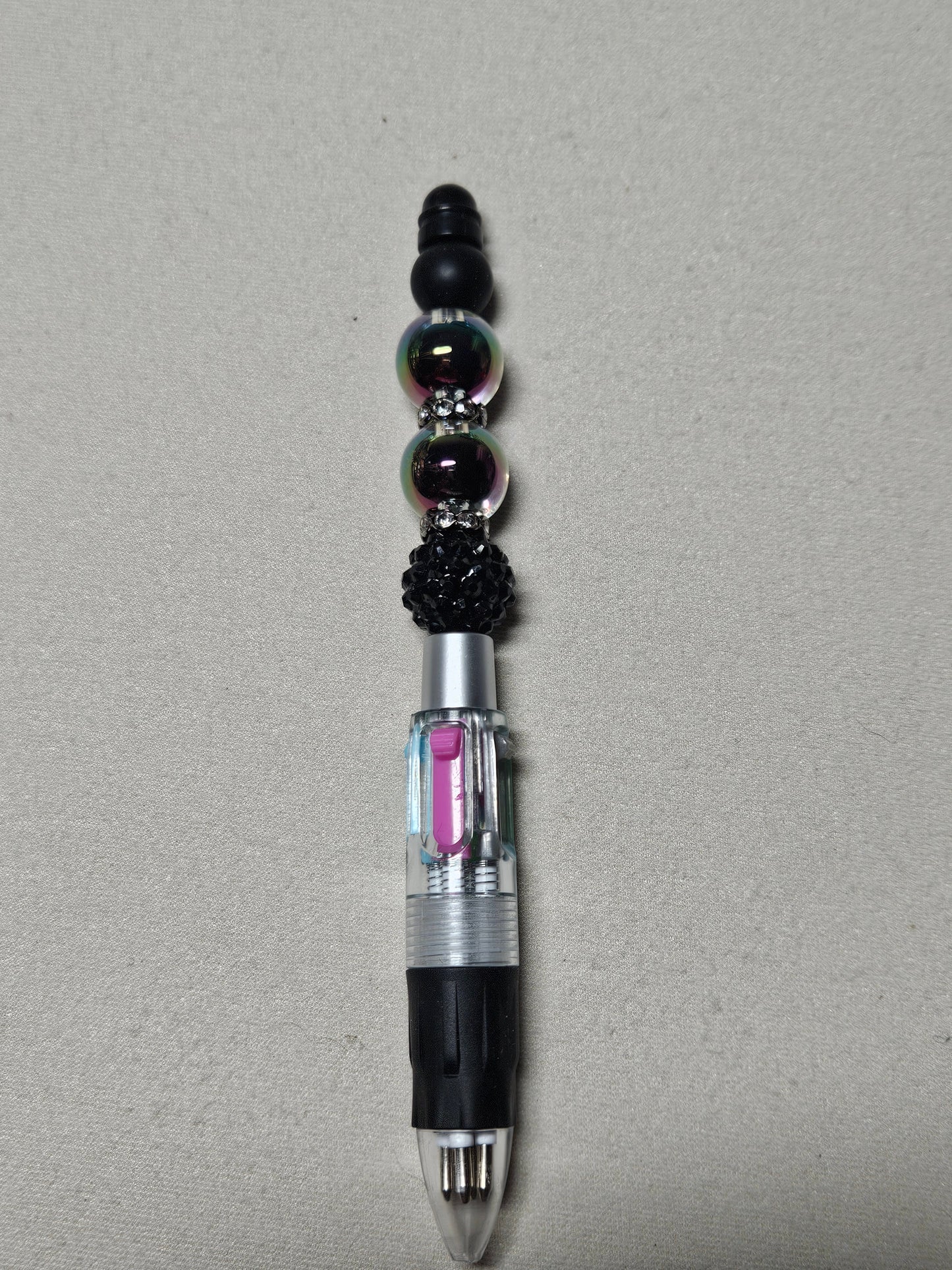 Beaded multi color black pen