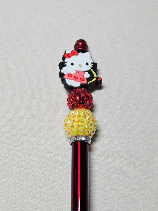 Beaded cupid HK red metal pen