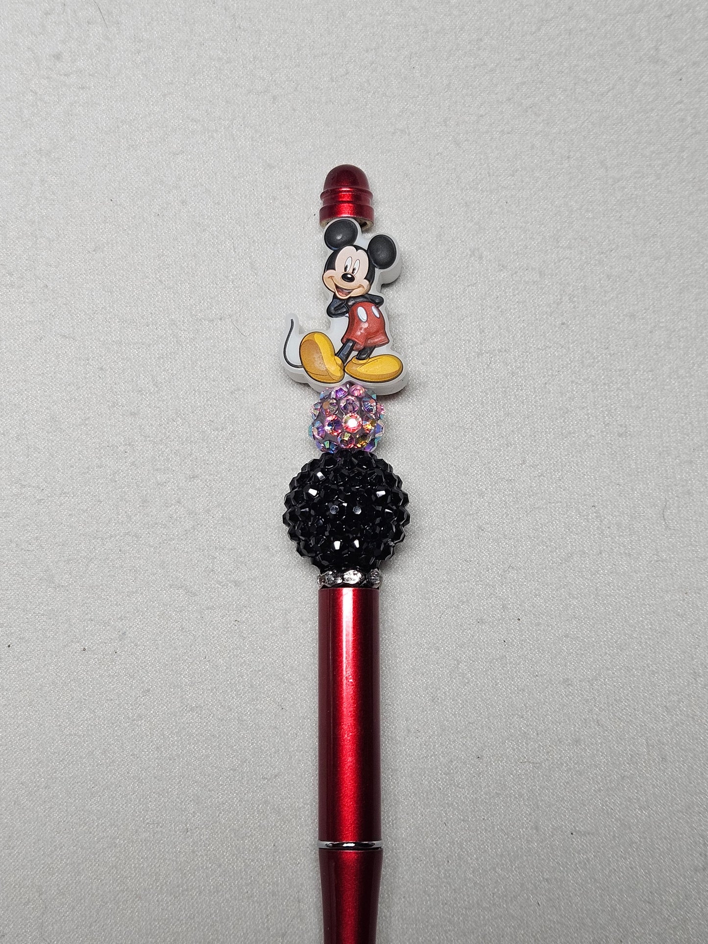 Beaded mickey mouse red metal pen