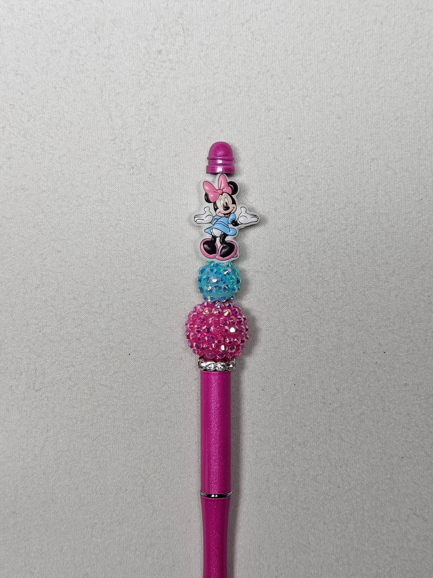 Beaded minnie mouse pink metal pen