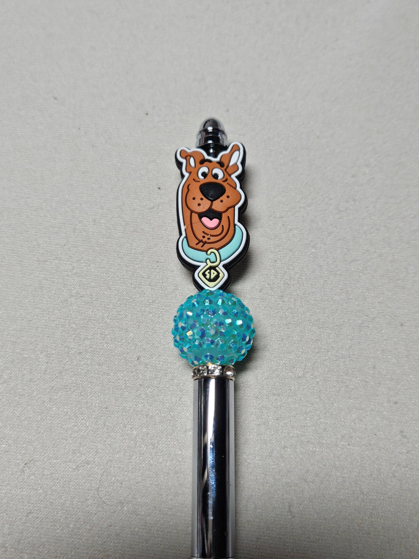 Beaded scooby doo silver metal pen