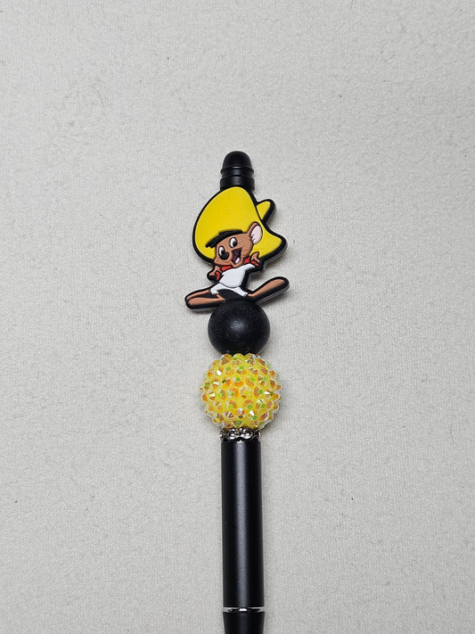 Beaded speedy Gonzales black metal pen