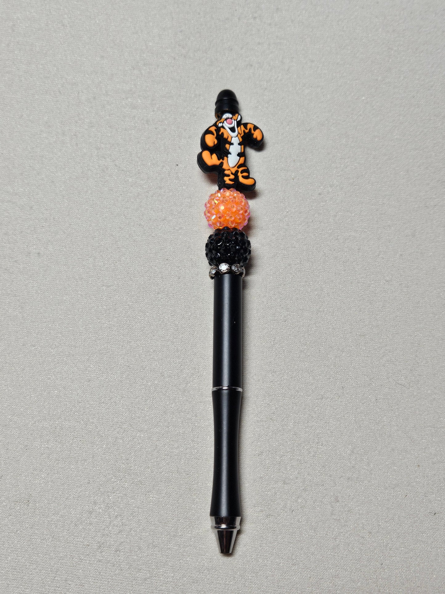 Beaded tigger black metal pen