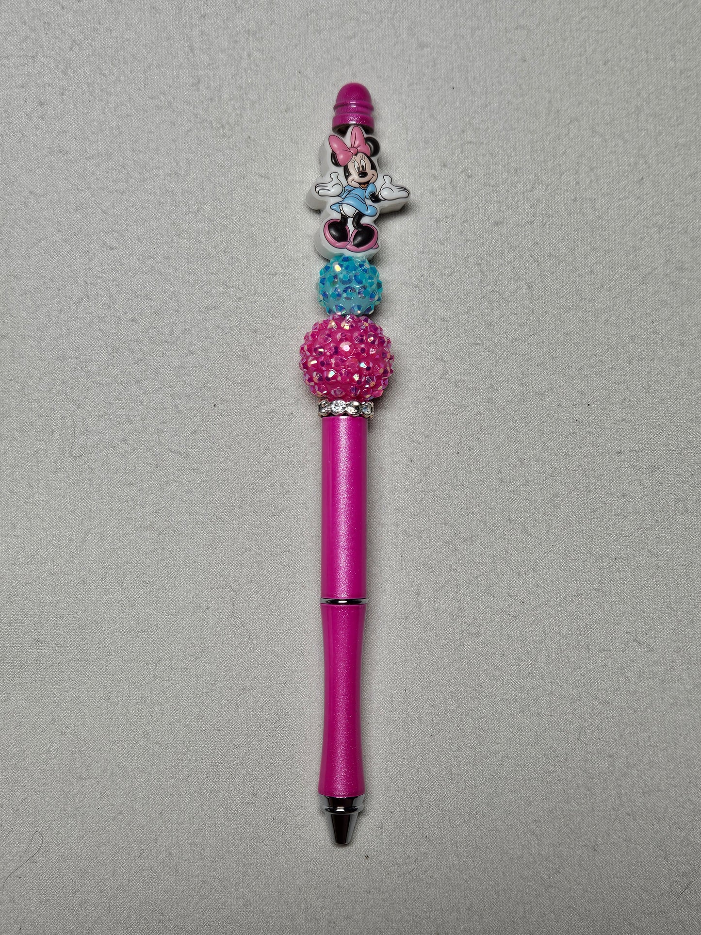 Beaded minnie mouse pink metal pen