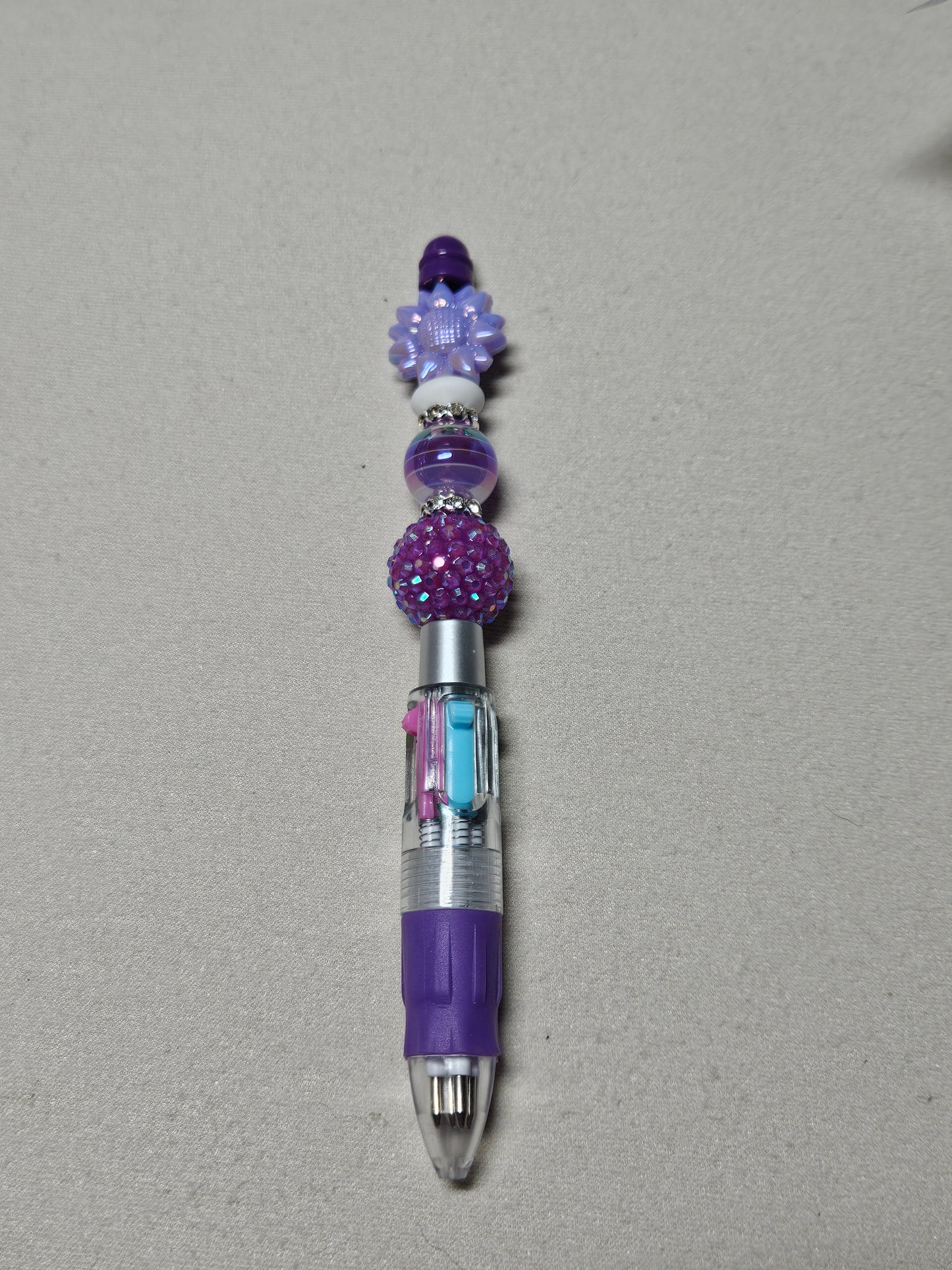 Beaded multi color purple pen