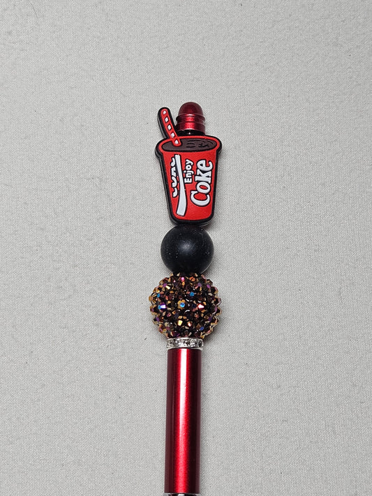 Beaded coke red metal pen